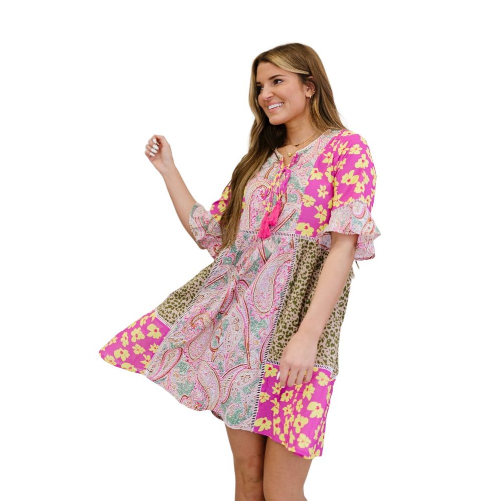 ODDY - So Happy Together Patchwork Print Dress